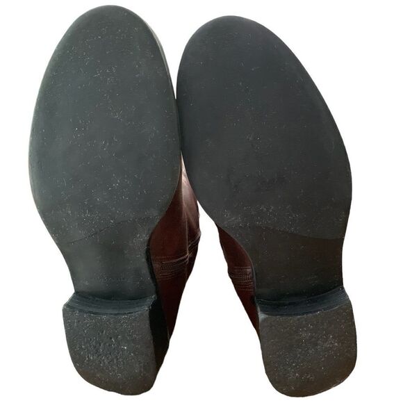 VINTAGE Knotted Leather Trim Brass Buckle Knee High Riding Boots Sz 6.5 - Picture 10 of 11